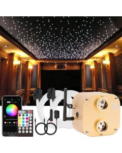 20w Rgbw Dual Head Twinkle Light Engine with 800pcs Optic Fiber Cable Lighting Kit Gear